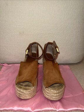 Marc Jacobs Brown Suede Espadrille Platform Sandals with Ankle Strap